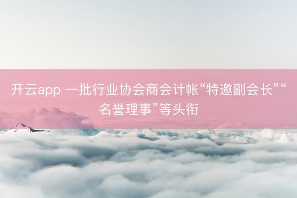 开云app 一批行业协会商会计帐“特邀副会长”“名誉理事”等头衔