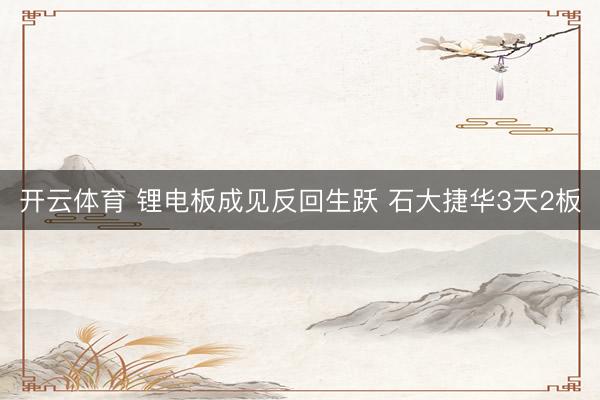 开云体育 锂电板成见反回生跃 石大捷华3天2板